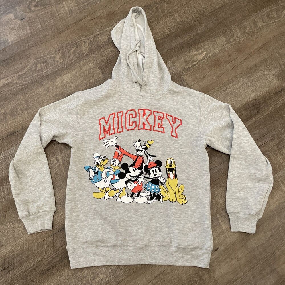 Disney Mickey & Friends pullover hoodie Sweatshirt Size Small Gray - Picture 2 of 7